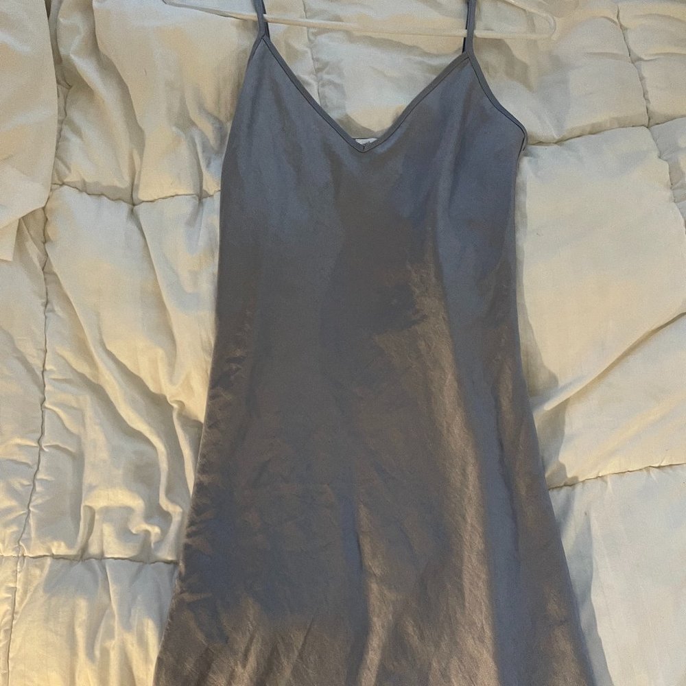 Aritzia Wilfred Silk SLIP MAXI Dress - Blue/Silver